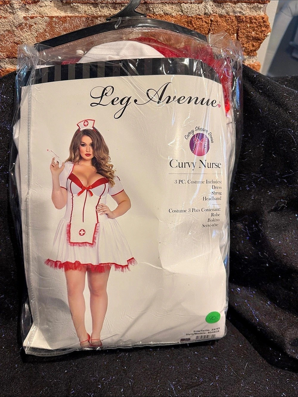 Leg Avenue Curvy Nurse Costume Red & White